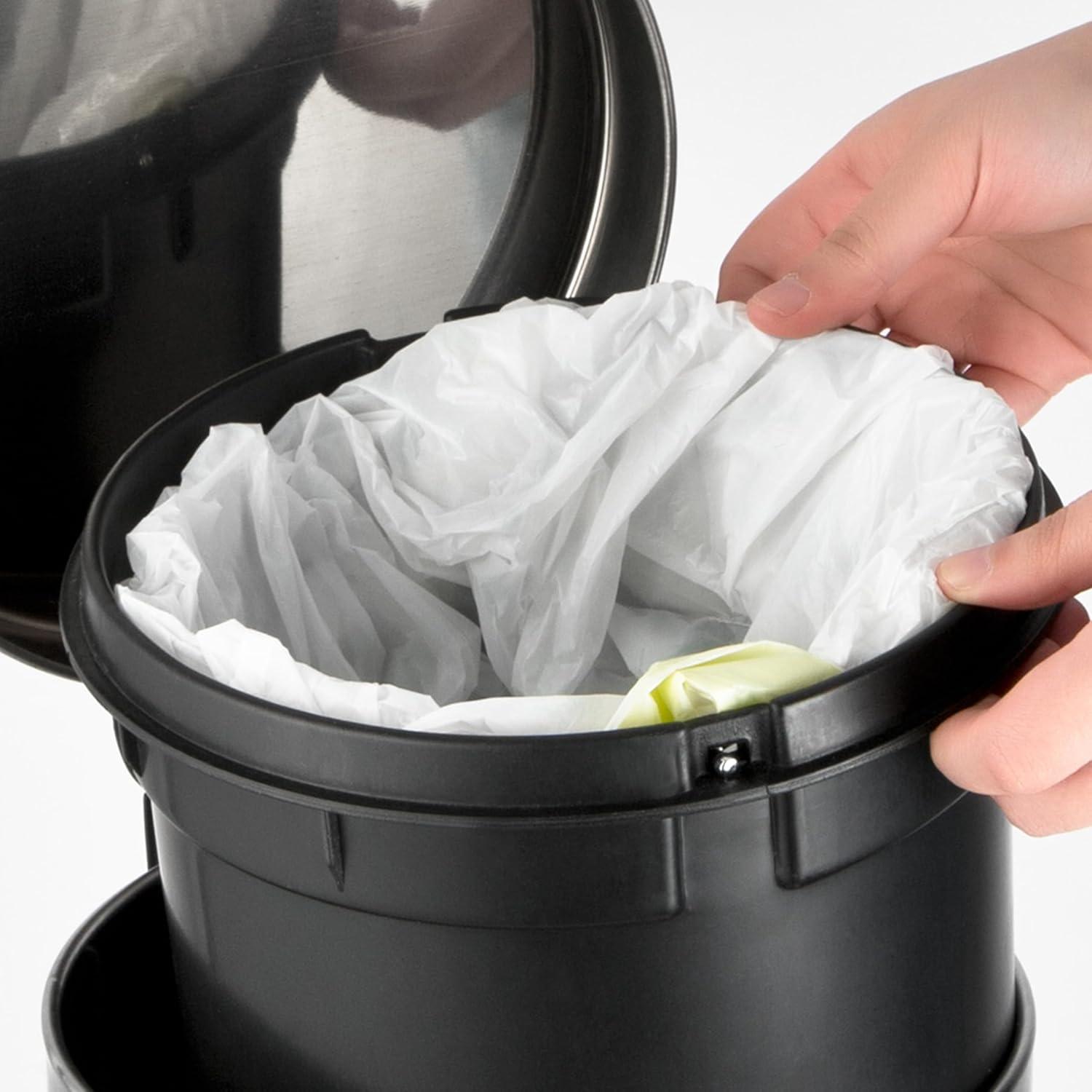 image:image8 Gallon and 12 Gallon Combo Set Round Stainless Steel Step on Trash Can FingerprintResistant Soft Close Lid HandsFree Trash can Removable Plastic Inner Bucket Waste Bin 8 Gal 30L amp 12 Gal 5L