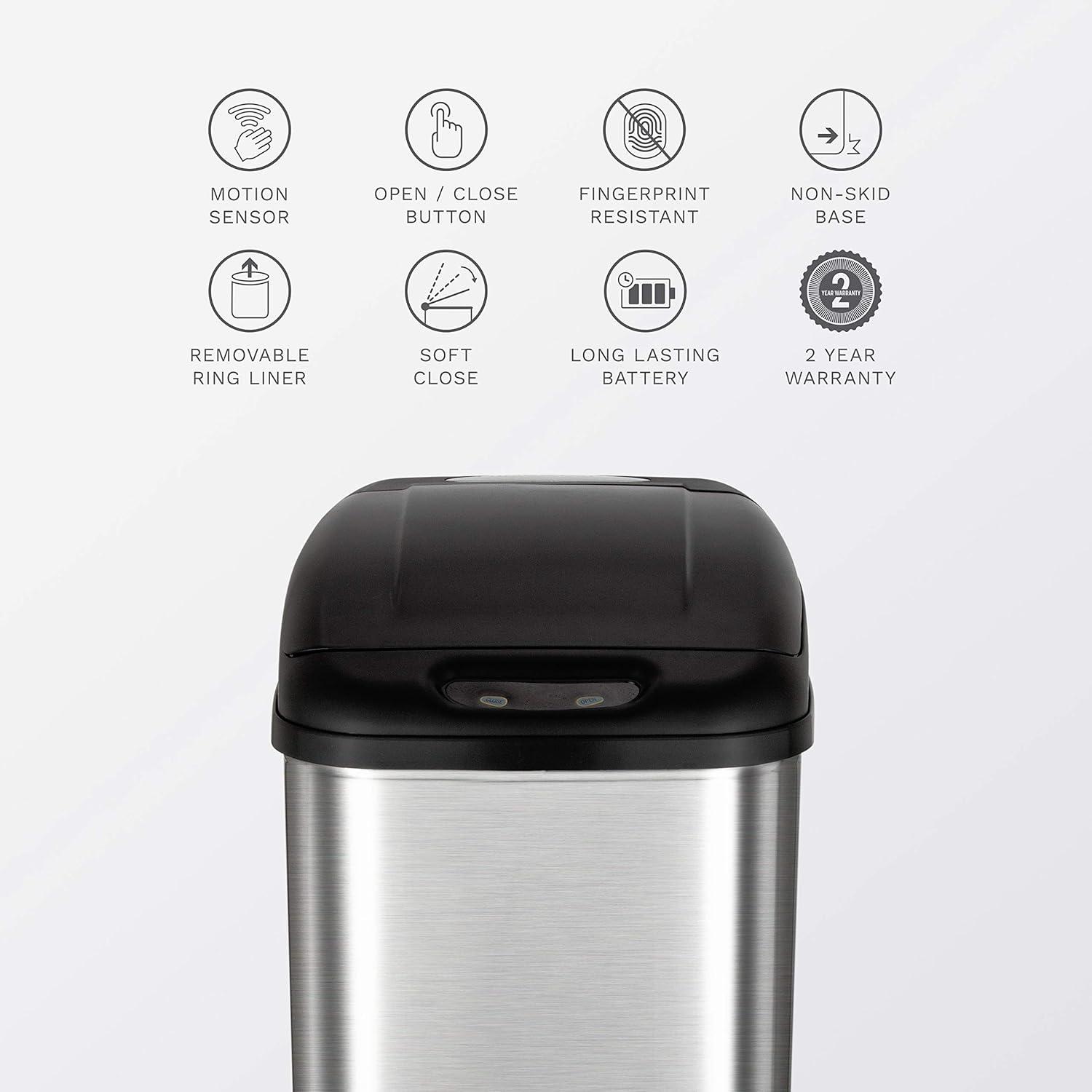 image:imageNINESTARS DZT506 The Original Automatic Motion Sensor Trash Can 132 Gal 50 L Stainless Steel