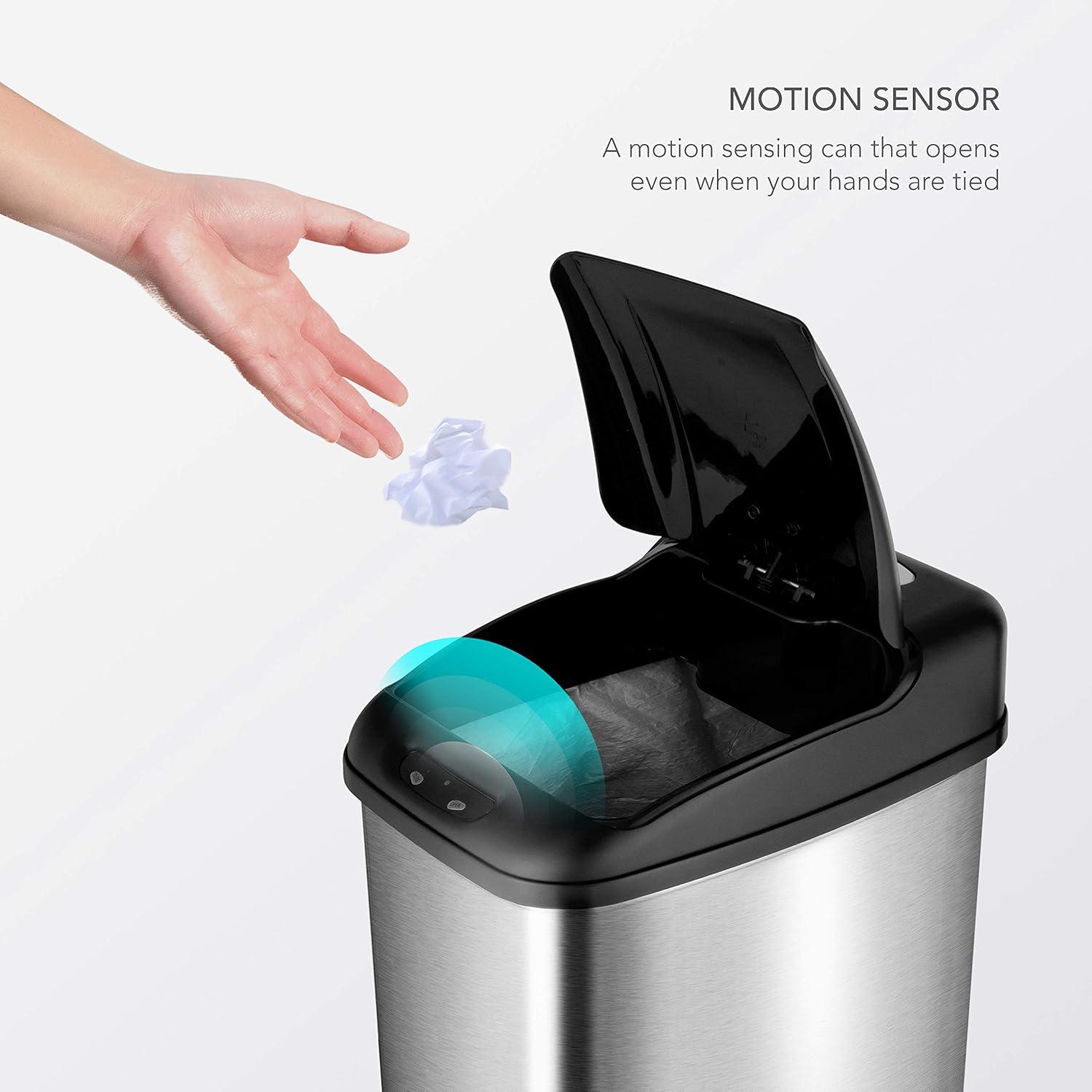 image:imageNINESTARS DZT506 The Original Automatic Motion Sensor Trash Can 132 Gal 50 L Stainless Steel