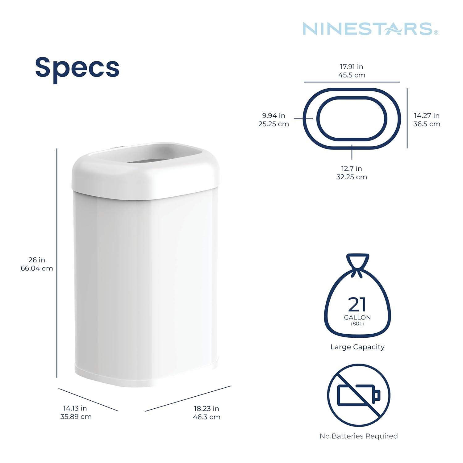 image:imageNinestars 21 Gallons Open Top Trash Can Large Trash Can for Commercial Household Office 80 Liter Stainless Steel Large Garbage Bin 21 Gallon Open Top White21 Gallon Open Top White