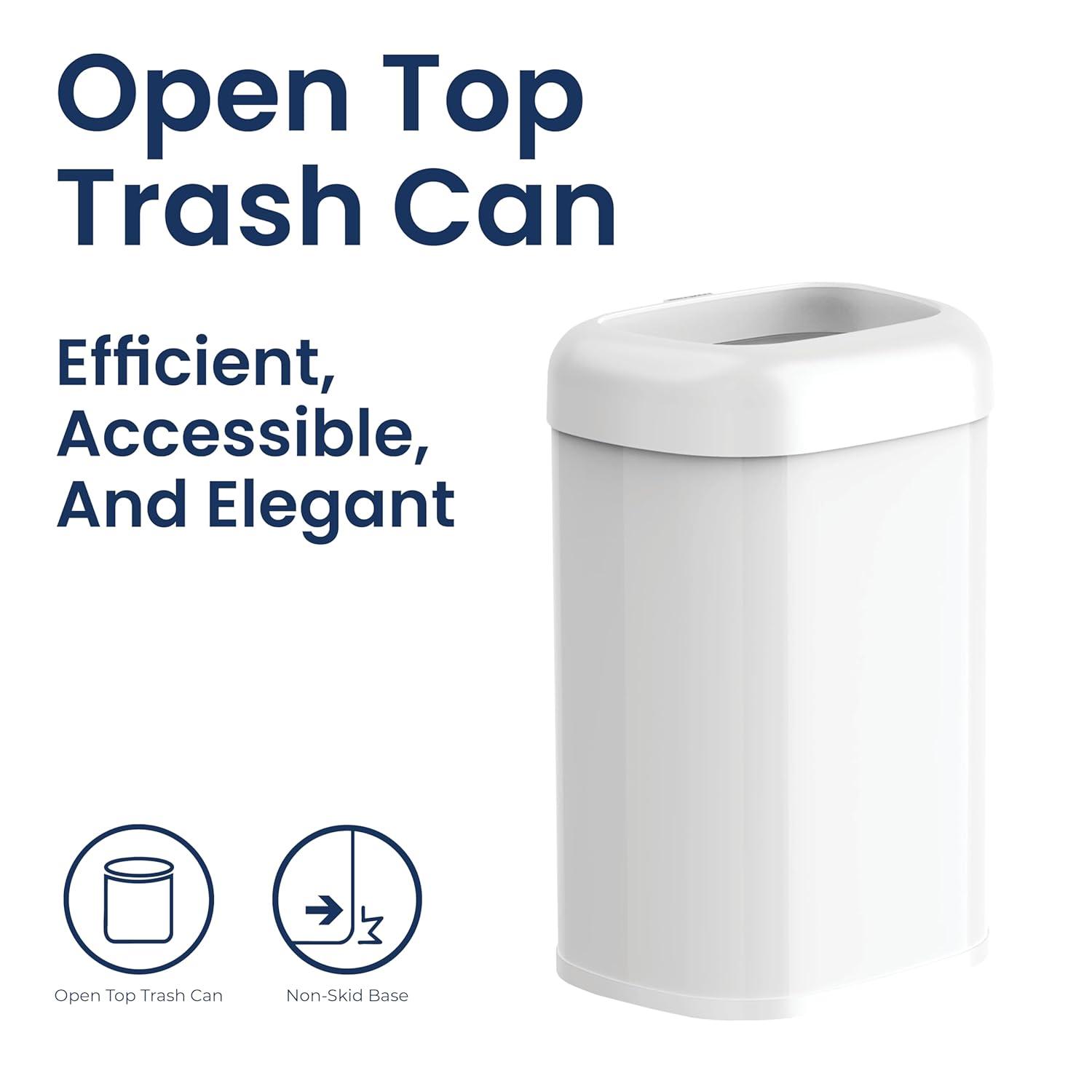 image:imageNinestars 21 Gallons Open Top Trash Can Large Trash Can for Commercial Household Office 80 Liter Stainless Steel Large Garbage Bin 21 Gallon Open Top White21 Gallon Open Top White