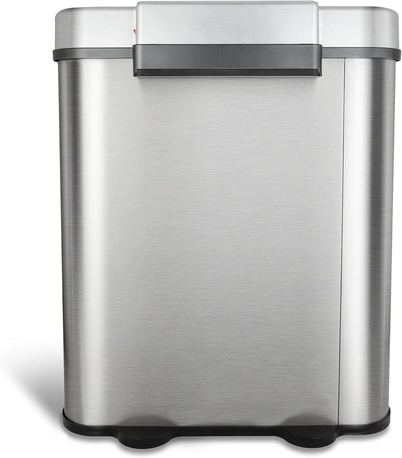 image:imageNinestars DZT7011R Automatic Touchless Motion Sensor SemiRound Trash CanRecycler 185 Gal 70 L Stainless Steel18 Gal