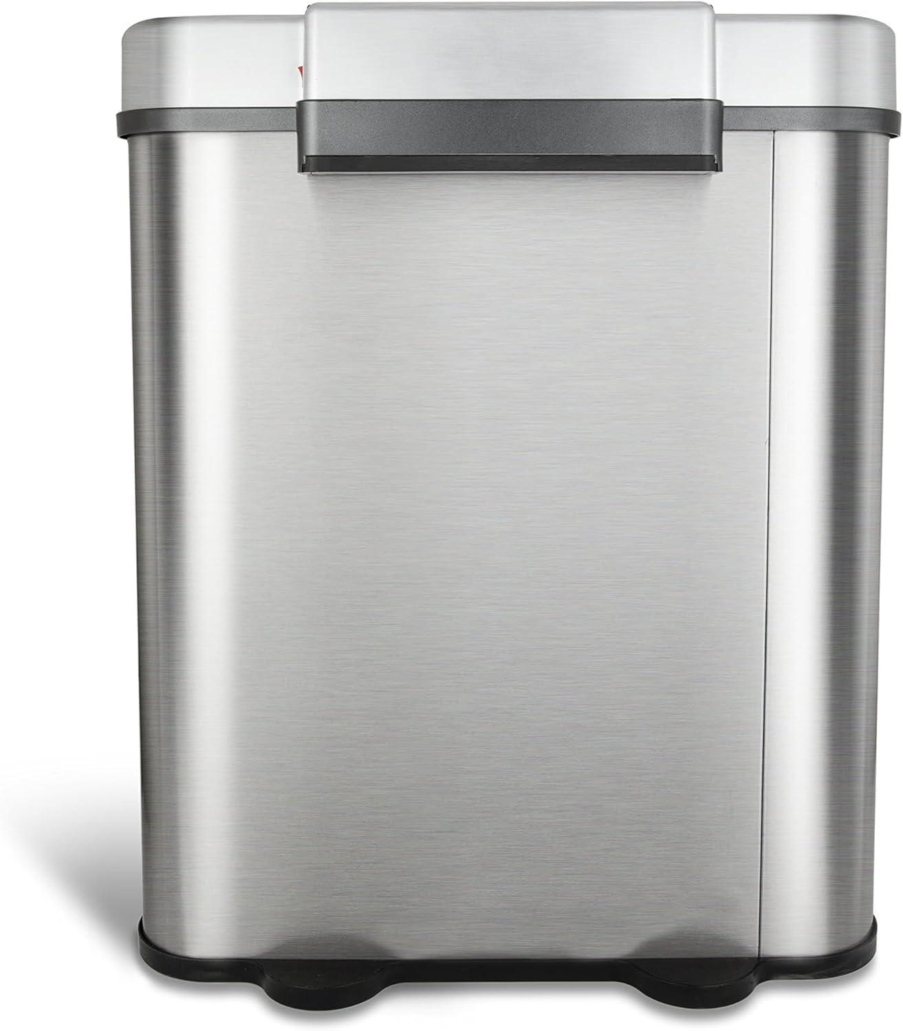 image:imageNinestars DZT7011R Automatic Touchless Motion Sensor SemiRound Trash CanRecycler 185 Gal 70 L Stainless Steel18 Gal