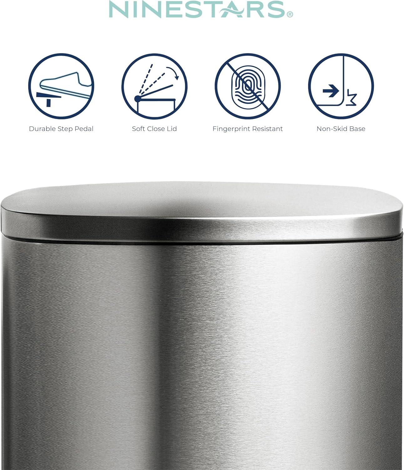 image:imageNinestars SOT508 Step On Trash Can Large Silver