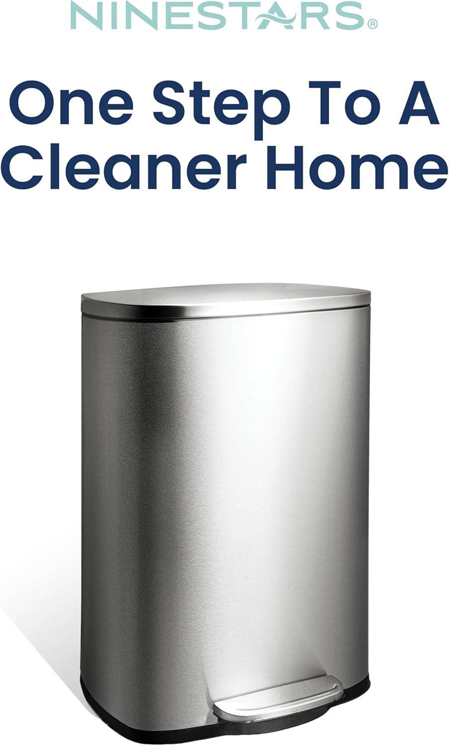image:imageNinestars SOT508 Step On Trash Can Large Silver