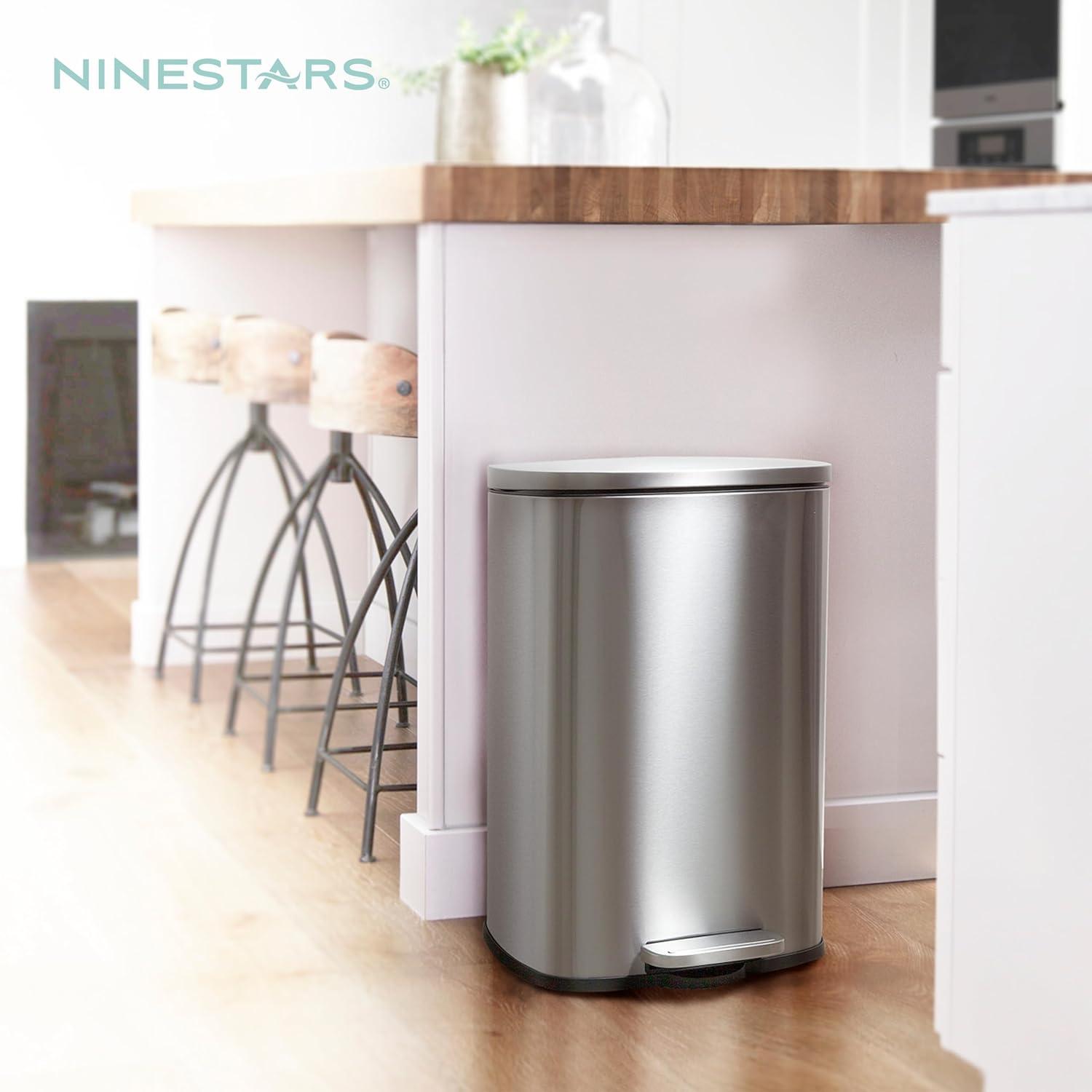 image:imageNinestars SOT508 Step On Trash Can Large Silver