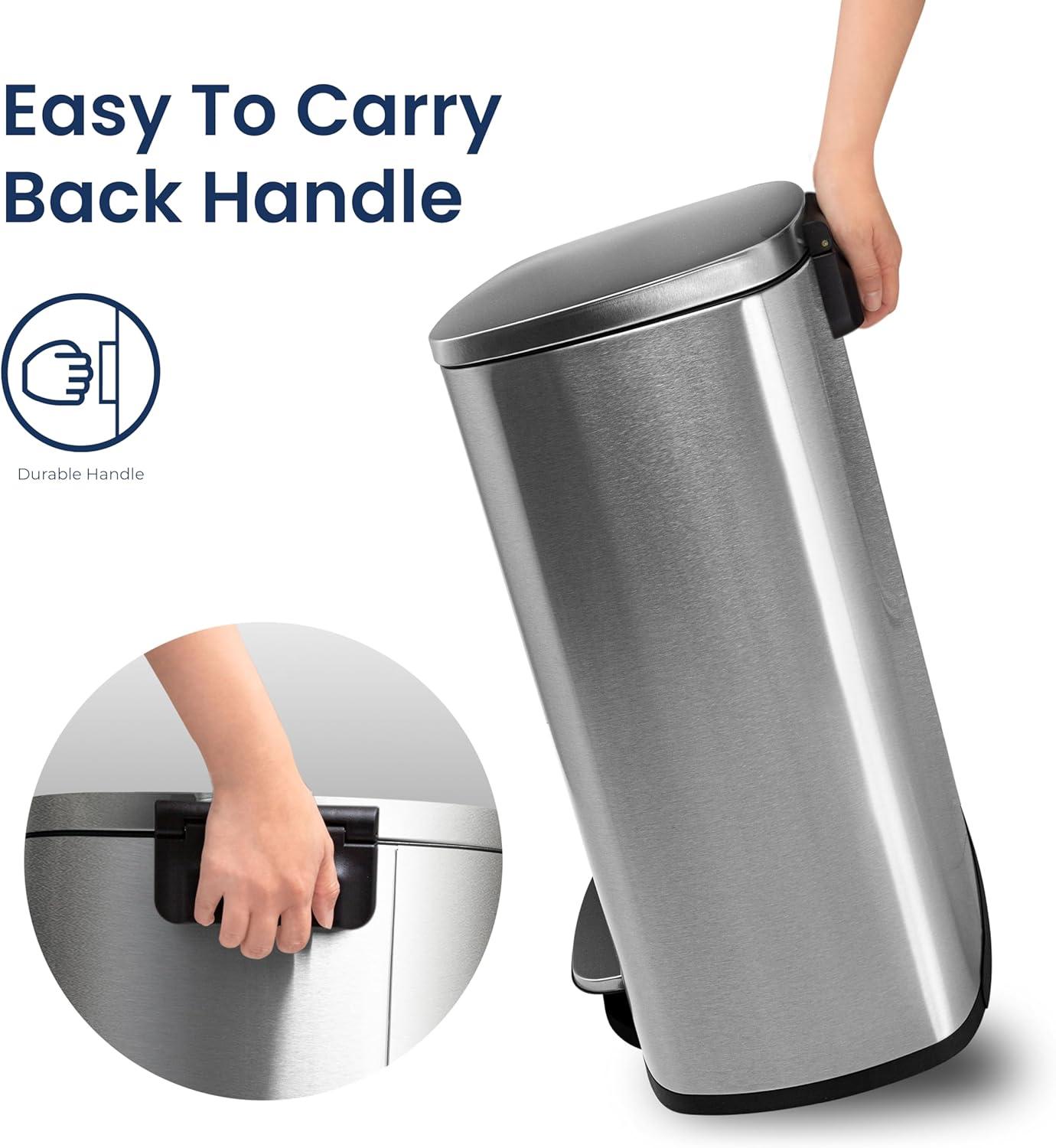 image:imageNinestars SOT508 Step On Trash Can Large Silver