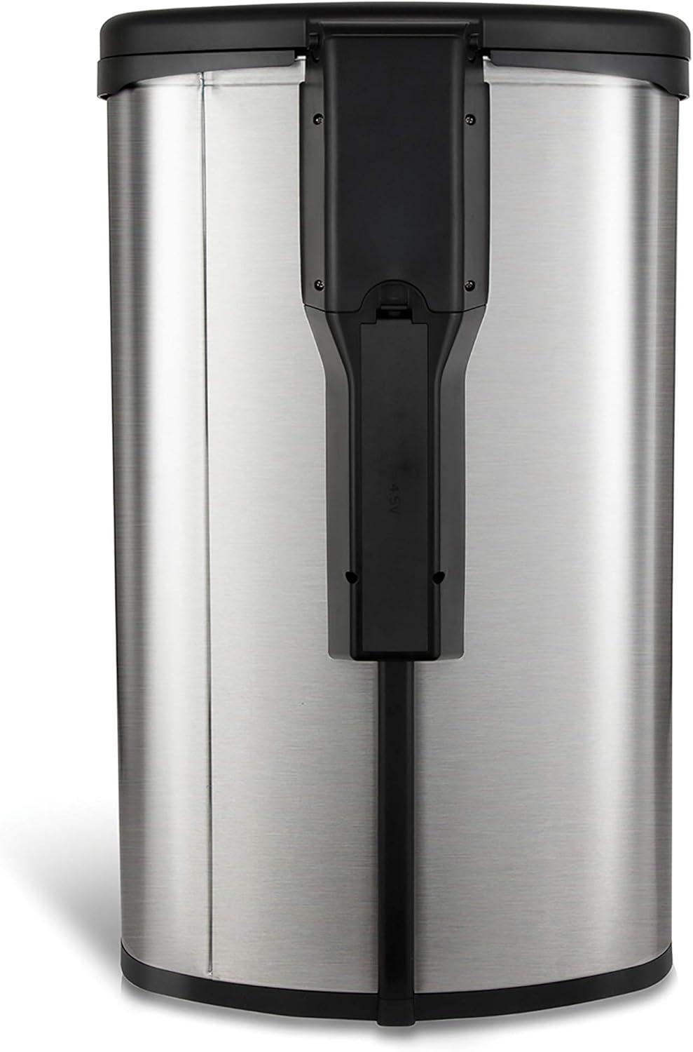 image:imageNinestars TTT5019 Toe Tap Automatic Touchless Motion Sensor SemiRound Trash Can 132 Gal 49 L Stainless Steel13 Gal
