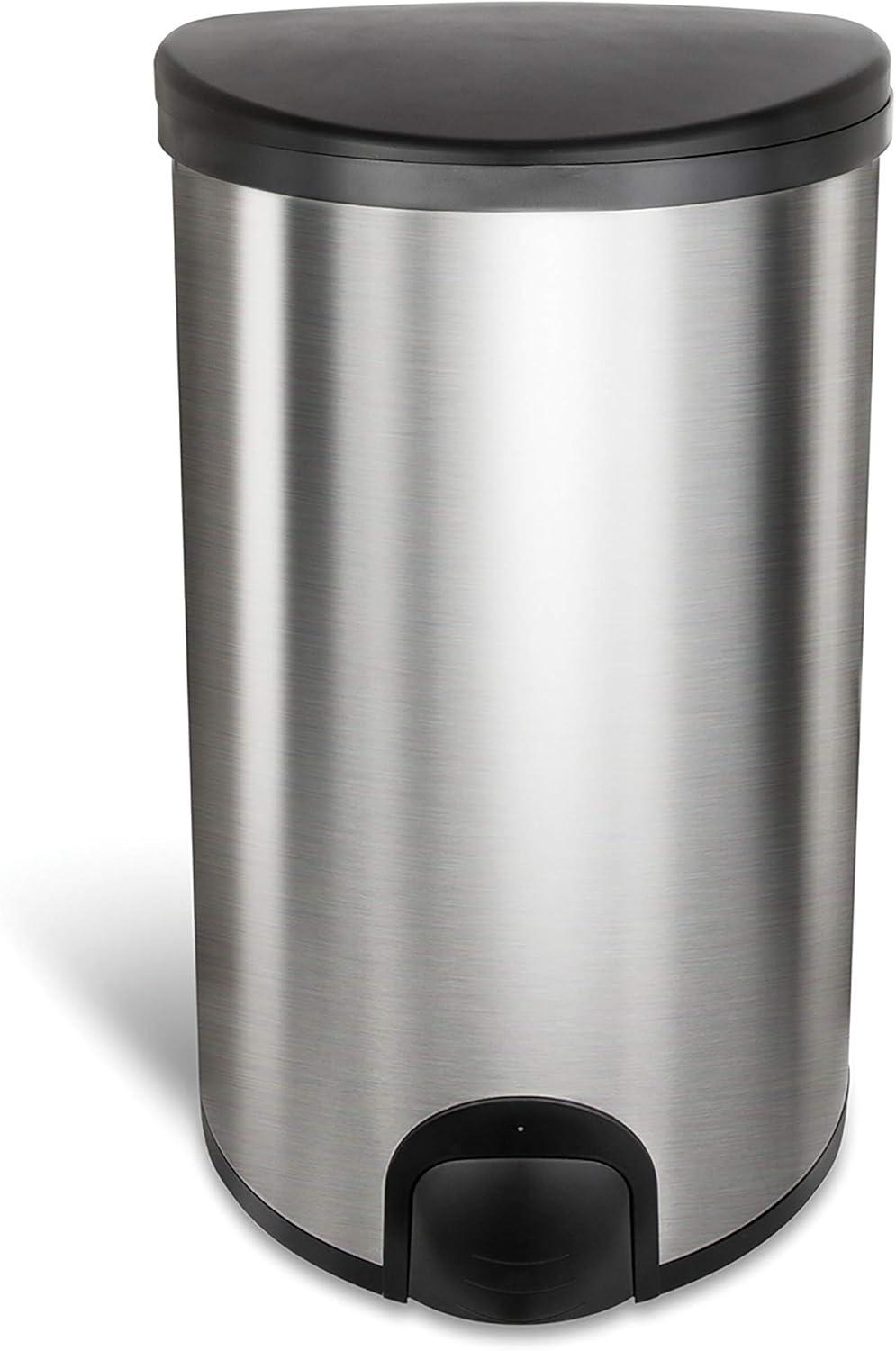 image:imageNinestars TTT5019 Toe Tap Automatic Touchless Motion Sensor SemiRound Trash Can 132 Gal 49 L Stainless Steel13 Gal