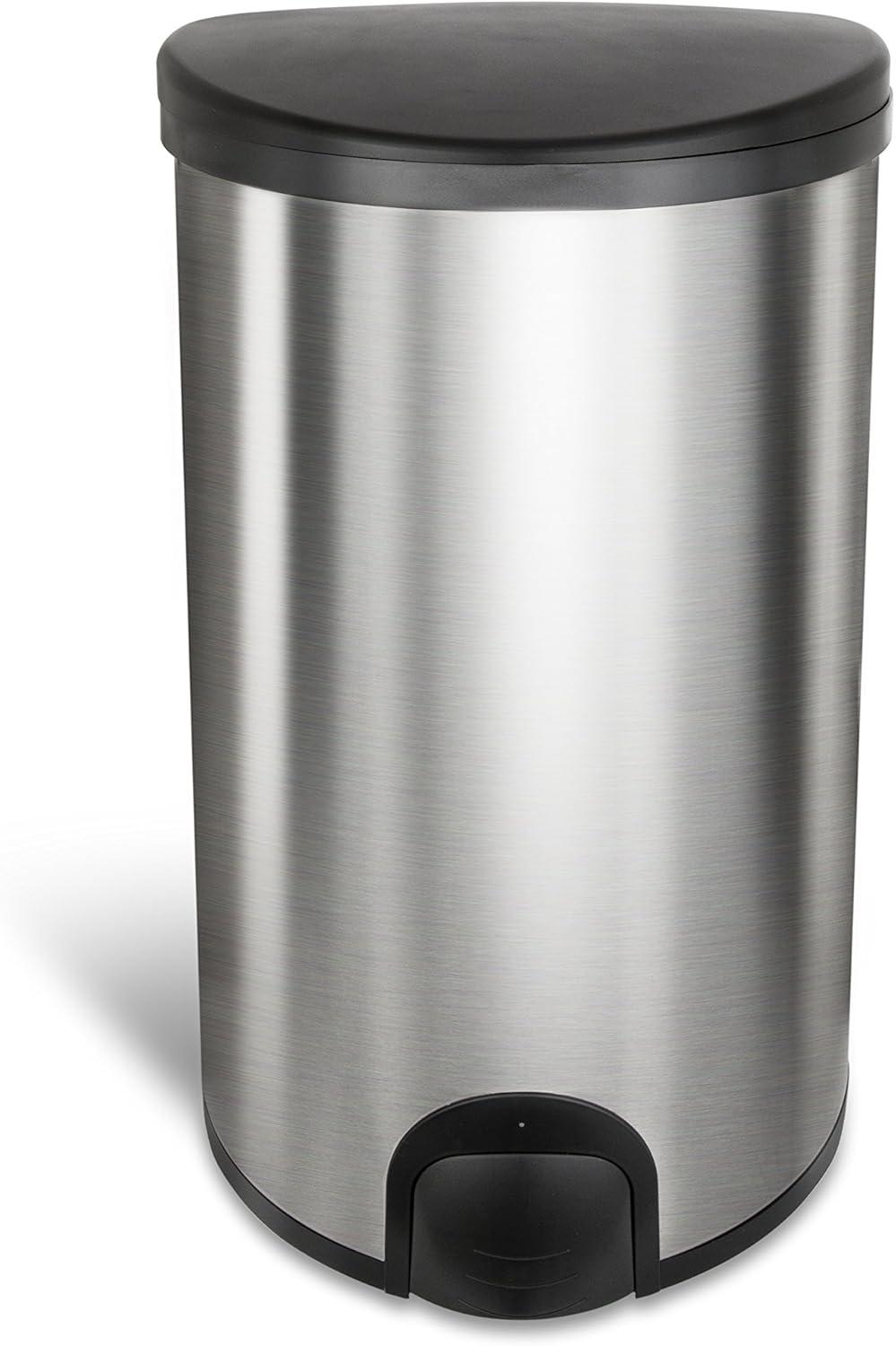 image:imageNinestars TTT5019 Toe Tap Automatic Touchless Motion Sensor SemiRound Trash Can 132 Gal 49 L Stainless Steel13 Gal