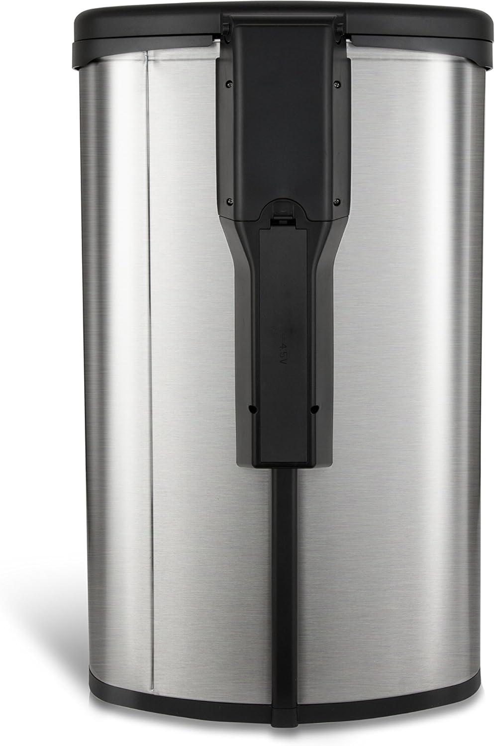 image:imageNinestars TTT5019 Toe Tap Automatic Touchless Motion Sensor SemiRound Trash Can 132 Gal 49 L Stainless Steel13 Gal