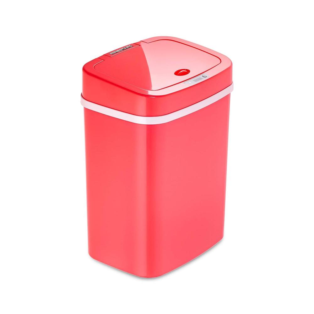 image:imageNinestars 3 Gallon Automatic Trash Can 12L Touchless Motion Sensor Bathroom or Bedroom Garbage Can with OdorSealing Lid Rectangular Stainless Steel Base Black LidRose