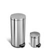 image:image8 Gallon and 12 Gallon Combo Set Round Stainless Steel Step on Trash Can FingerprintResistant Soft Close Lid HandsFree Trash can Removable Plastic Inner Bucket Waste Bin 8 Gal 30L amp 12 Gal 5L