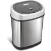 image:imageNINESTARS DZT129 Automatic Touchless Motion Sensor Oval Trash Can 32 Gal 12 L Stainless Steel