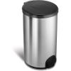 image:imageNINESTARS TTT458 Automatic Tap Sensor Trash Can 12 Gal 45L Stainless Steel Base Round Black Lid