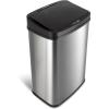image:imageNinestars 13 Gallon Automatic Trash Can 50L Touchless Motion Sensor Garbage Can with OdorSealing Lid Rectangular Stainless Steel Silver TrimBlack Trim