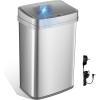 image:imageNinestars 13 Gallon Odor Neutralizing Smart Trash Can UV  Ozone Dual Purification Odor Control Motion Sensor Garbage Bin Universal Power Adapter ONT5081SL Stainless Steel Silver Nova SeriesLarge