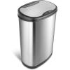 image:imageNinestars 13 Gallon Oval Automatic Trash Can 50L Touchless Motion Sensor Garbage Can with OdorSealing Lid amp OneTouch Manual Mode Silver Stainless Steel Black Trim
