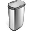 image:imageNinestars DZT5049 Automatic Touchless Motion Sensor Oval Trash Can with Black Top 13 gallon50 L Stainless SteelSilver  Black