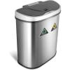 image:imageNinestars DZT7011R Automatic Touchless Motion Sensor SemiRound Trash CanRecycler 185 Gal 70 L Stainless Steel18 Gal