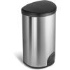 image:imageNinestars TTT5019 Toe Tap Automatic Touchless Motion Sensor SemiRound Trash Can 132 Gal 49 L Stainless Steel13 Gal