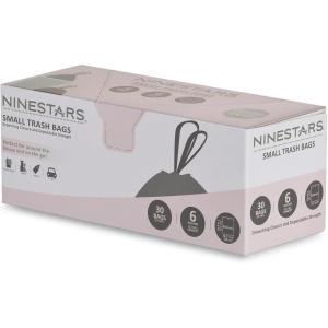 NINESTARS NSTB-6-30 Extra Strong White Trash Bag w/Drawstring Closure, 6 Gal. / 20 L., 30 count(30 Count (Pack of 1))