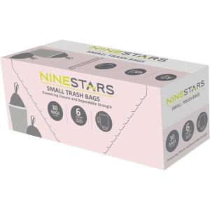 NINESTARS NSTB-6-30 Extra Strong White Trash Bag w/Drawstring Closure, 6 Gal. / 20 L., 30 count(30 Count (Pack of 12))
