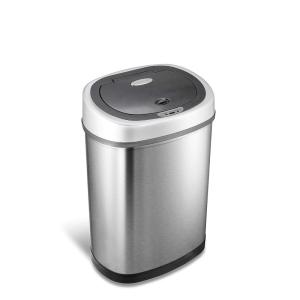 Ninestars DZT-42-9 Automatic Touchless Infrared Motion Sensor Trash Can, 11 Gal 42L, Stainless Steel Base (Oval, Silver/Black Lid)(11 Gal)
