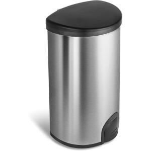 Ninestars TTT-50-19 Toe Tap Automatic Touchless Motion Sensor Semi-Round Trash Can, 13.2 Gal. 49 L., Stainless Steel(13 Gal)