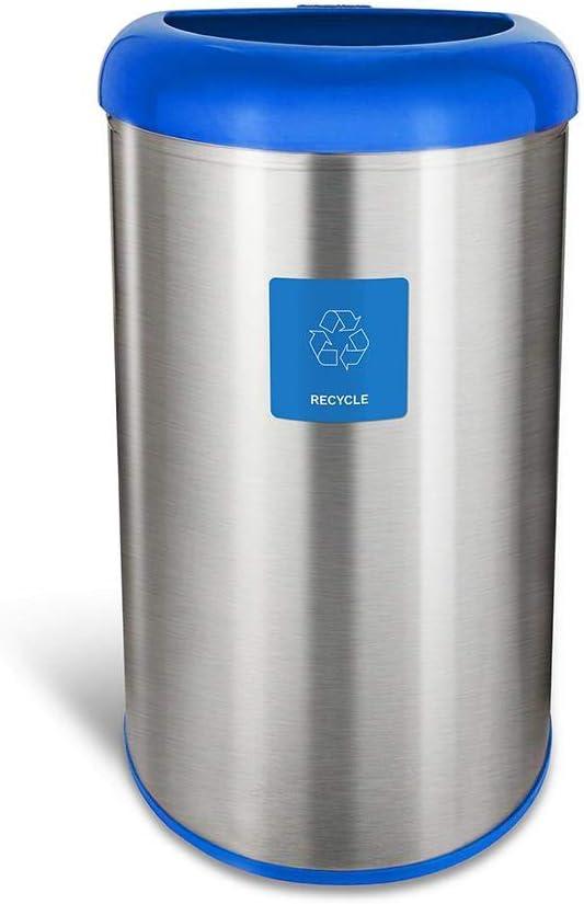 image:imageNinestars OTT5019BL Open Top Trash Can Large Silver