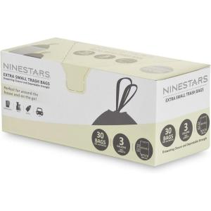 Ninestars NSTB-3-30 Extra Strong White Trash Bag w/Drawstring Closure, 3 Gal. / 12 L., 30 Count(One Pack)