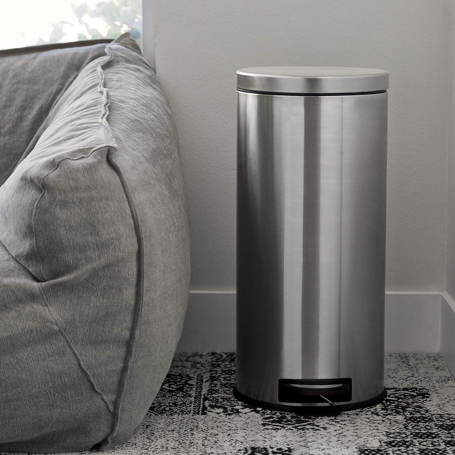image:imageNinestars CBSOT30151 Stepon Trash Can Combo Set 8 Gal 30L amp 12 Gal 5L Stainless Steel Base Round Stainless Steel Lid 8 Gal amp 13 Gal92 Gal