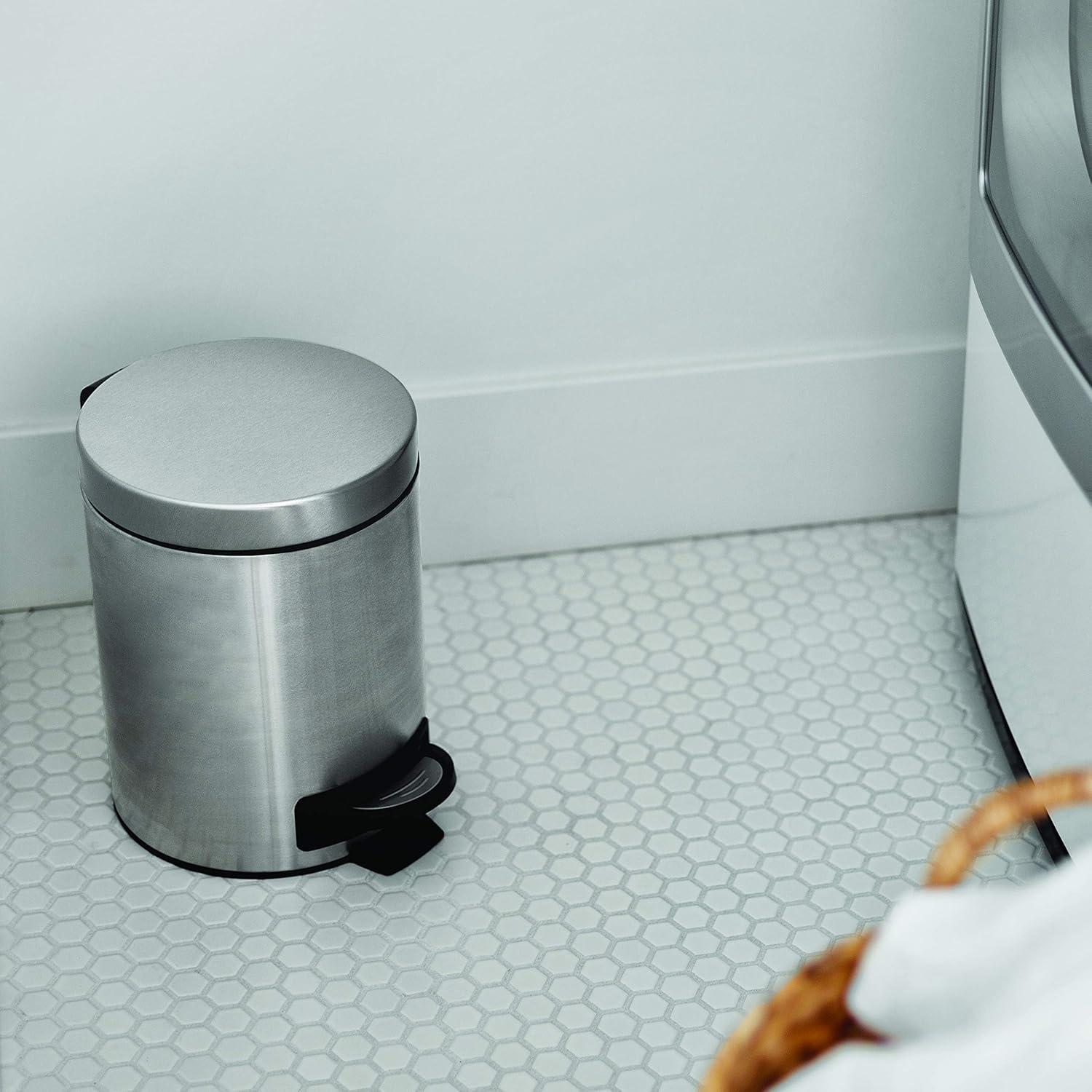 image:imageNinestars CBSOT30151 Stepon Trash Can Combo Set 8 Gal 30L amp 12 Gal 5L Stainless Steel Base Round Stainless Steel Lid 8 Gal amp 13 Gal92 Gal