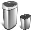 image:imageNinestars AMZ50981 Automatic Touchless Motion Sensor Oval amp Rectangular Trash Can Combo Set 13 gal2 gal Stainless Steel